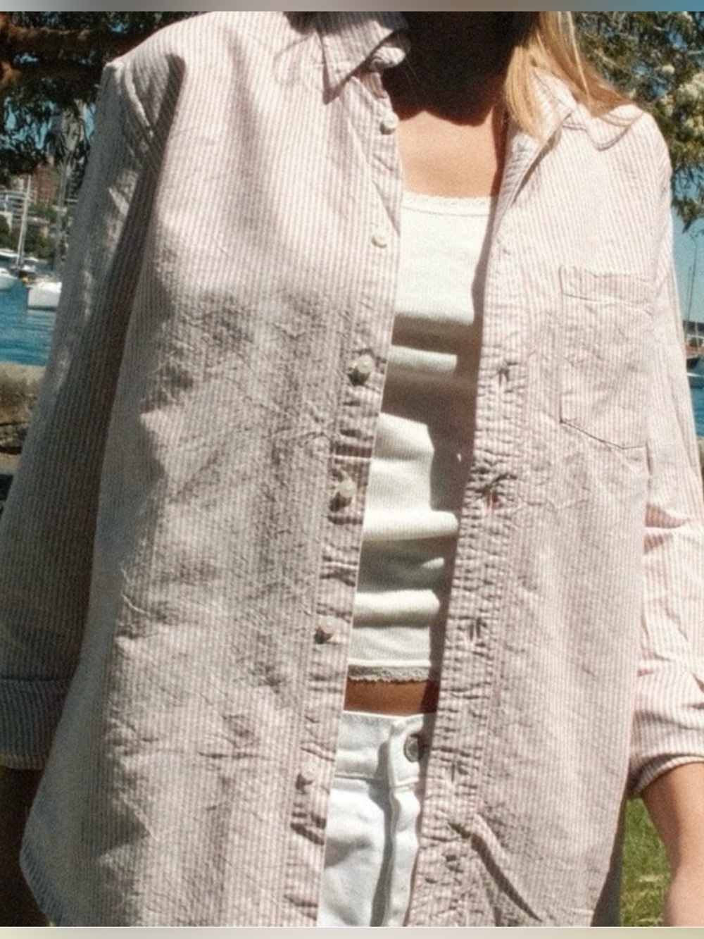 Brandy Melville Striped Cotton Oxford Shirt Size S/M 🌸🌸🌸